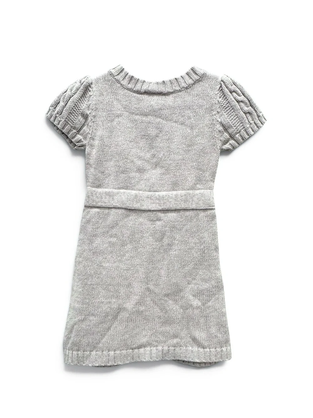 NWOT Old Navy Girls' 2T Gray Cable-Knit Short-Sleeve Belted Sweater Dress